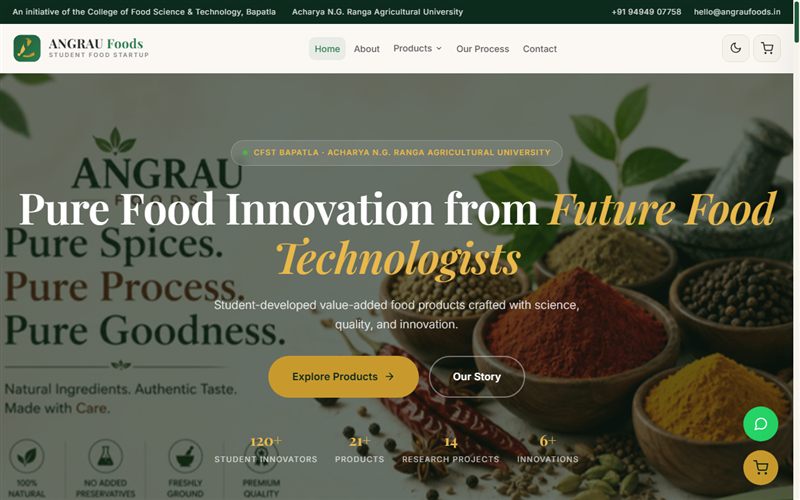 Angrau Foods live website preview